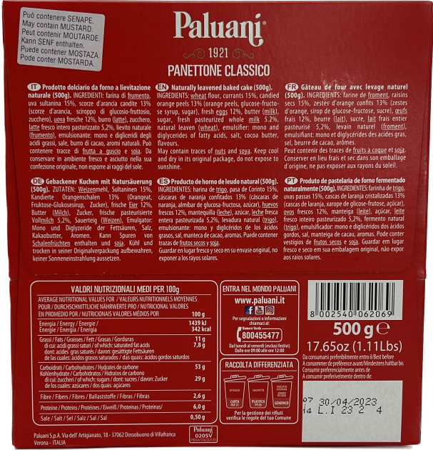 Paluani Panettone 500 g Classico Sultanina (Rosinen)
