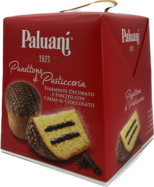 Panettone 750 g Finemente Decorato e Farcito Con Crema Al Cioccolato (Schokoladenfüllung)